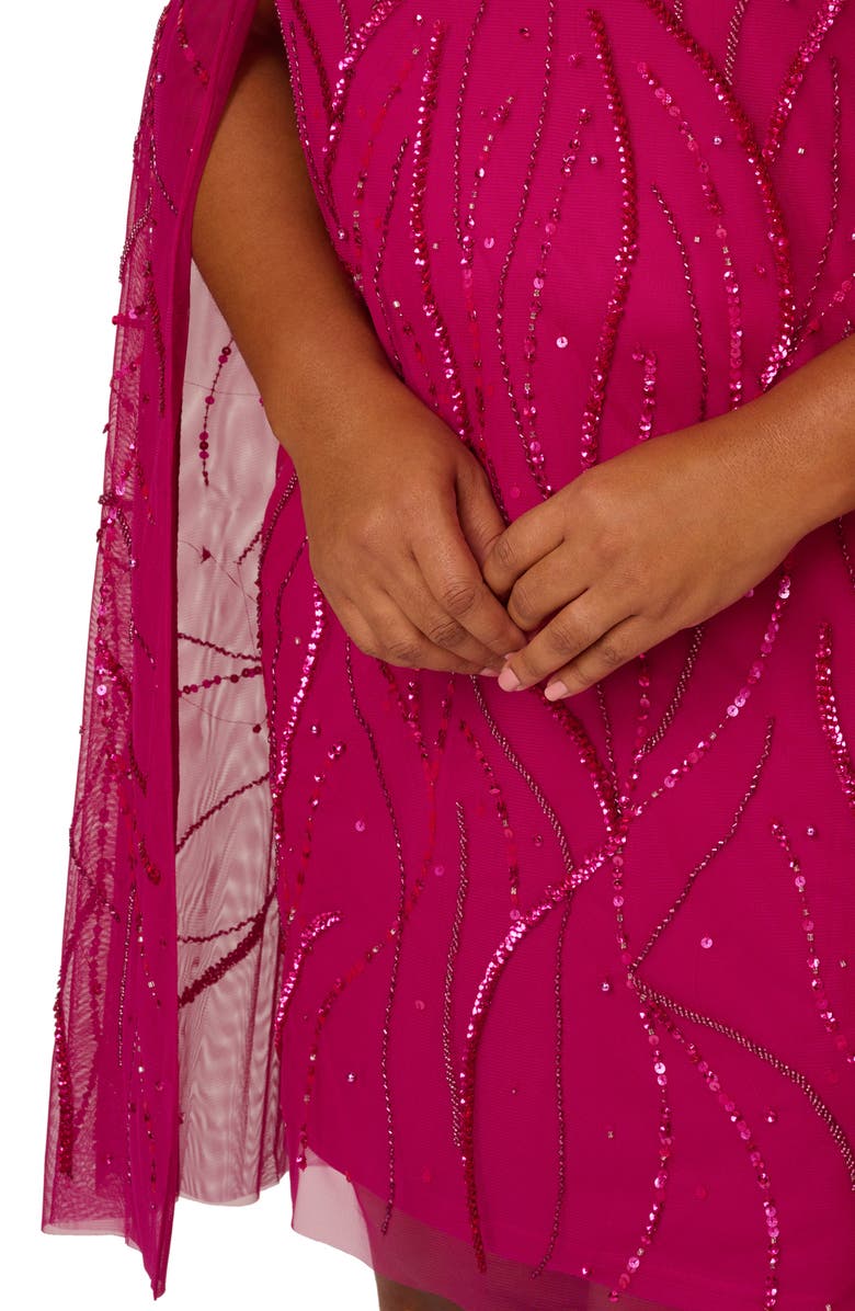 Adrianna Papell Beaded Cape Sleeve Cocktail Dress, Alternate, color, 