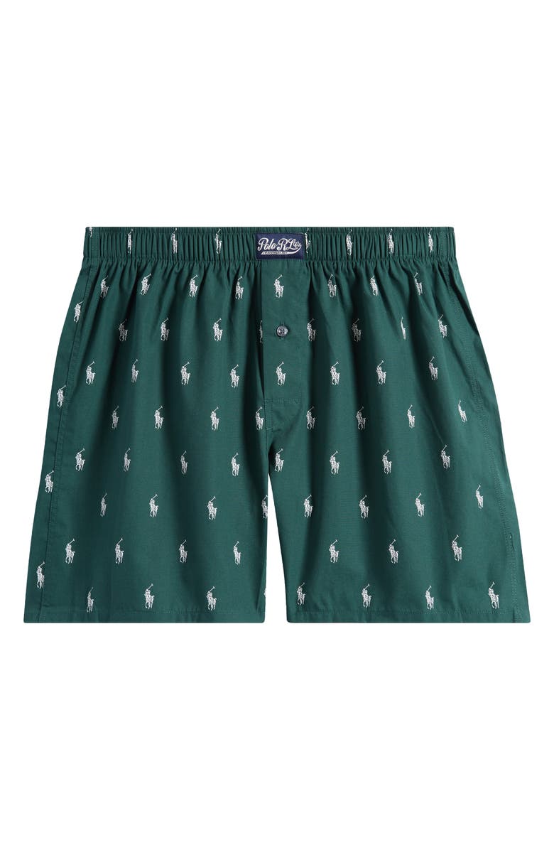Polo Ralph Lauren Woven Cotton Boxers, Alternate, color, Moss Agate/ Nevis Aopp