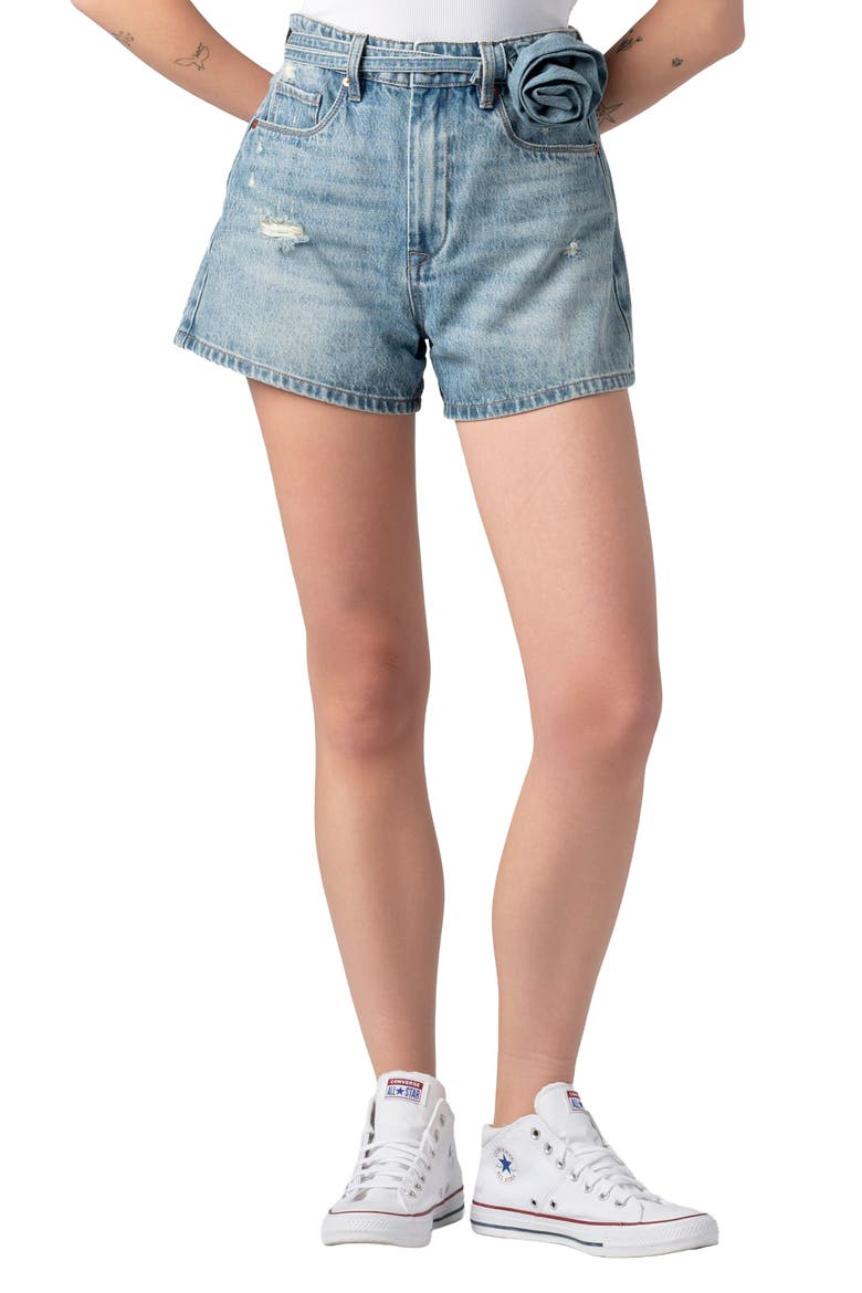 Reeve Rose Tie Waist Denim Shorts, Main, color, FEELING ROSY