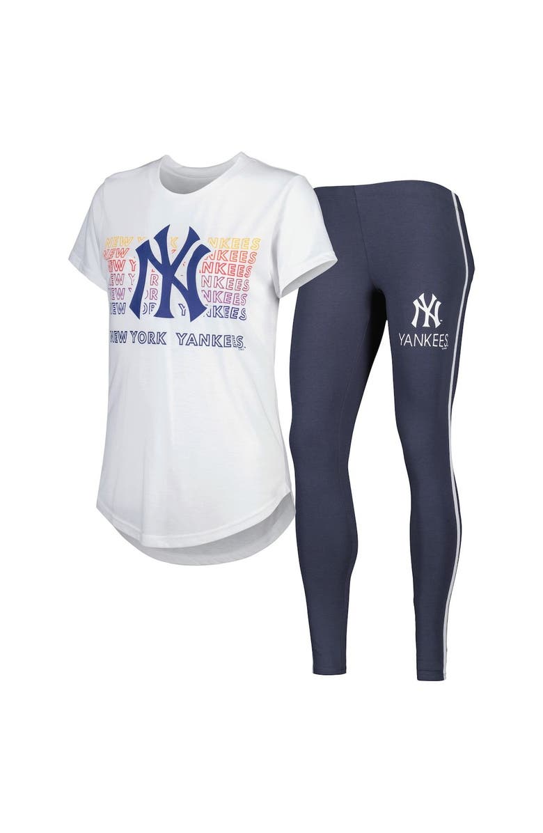 CONCEPTS SPORT Women's Concepts Sport Charcoal/White New York Yankees Sonata T-Shirt & Leggings Sleep Set, Main, color, 