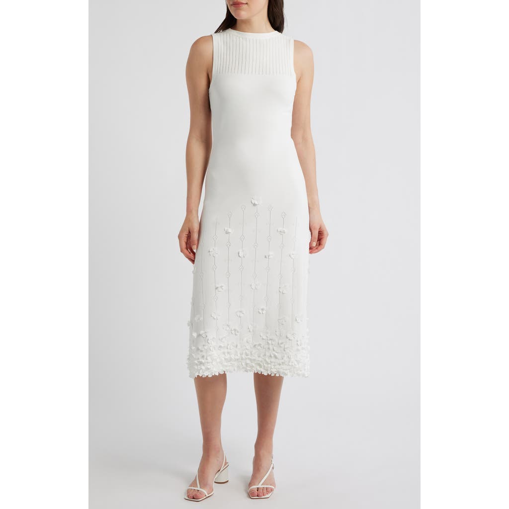 Elie Tahari The Alana 3D Flower Sleeveless Maxi Dress in Sky White at Nordstrom, Size X-Large