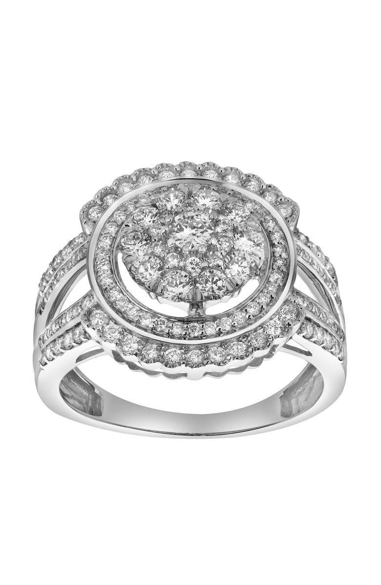 LuvMyJewelry Astrid 14K Gold Round Diamond Studded Cluster Ring - 0.97cts, Main, color, 14K White Gold