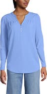 Lands' End Long Sleeve Lightweight Jersey Notch Neck Tunic Top