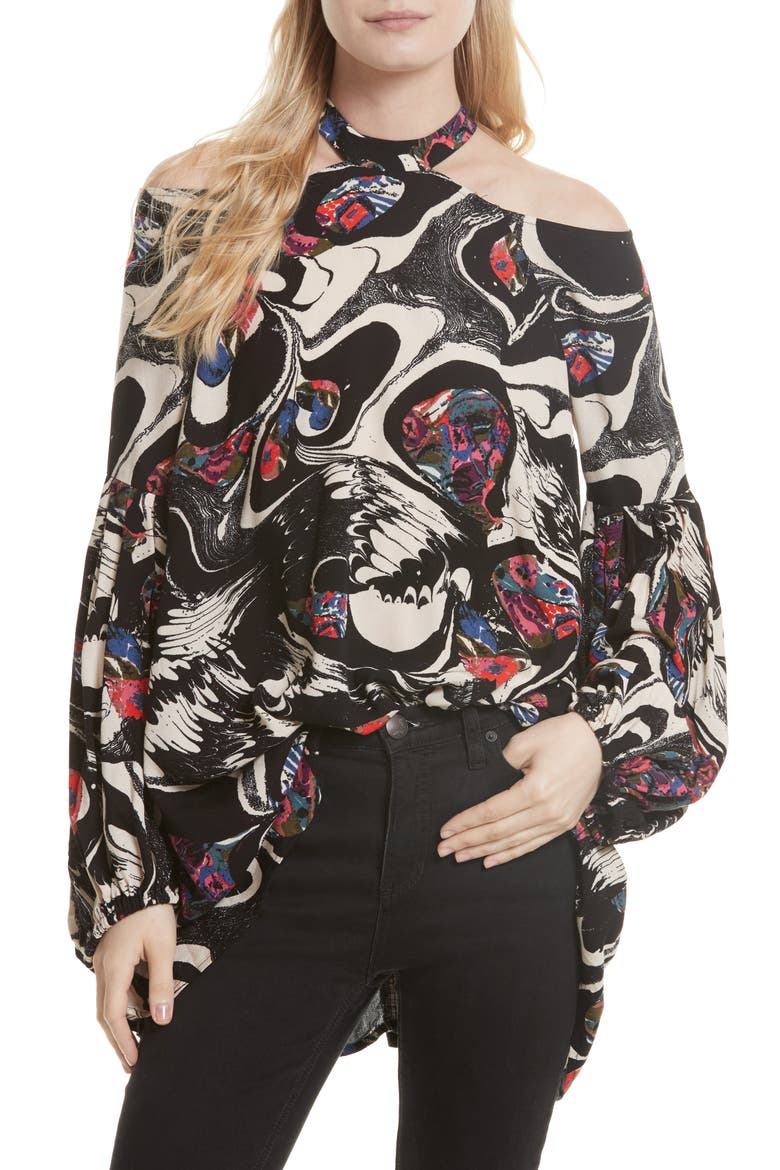 Drift Away Cold Shoulder Tunic, Main, color, BLACK