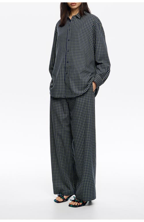 Bimba Y Lola Checked Elasticated Waist Trousers In Blue