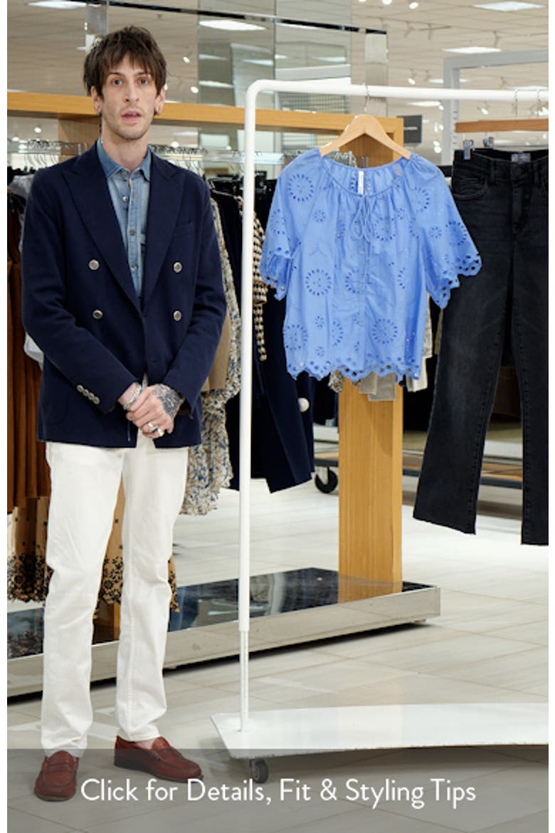Openwork Embroidered Cotton Button-Up Top video