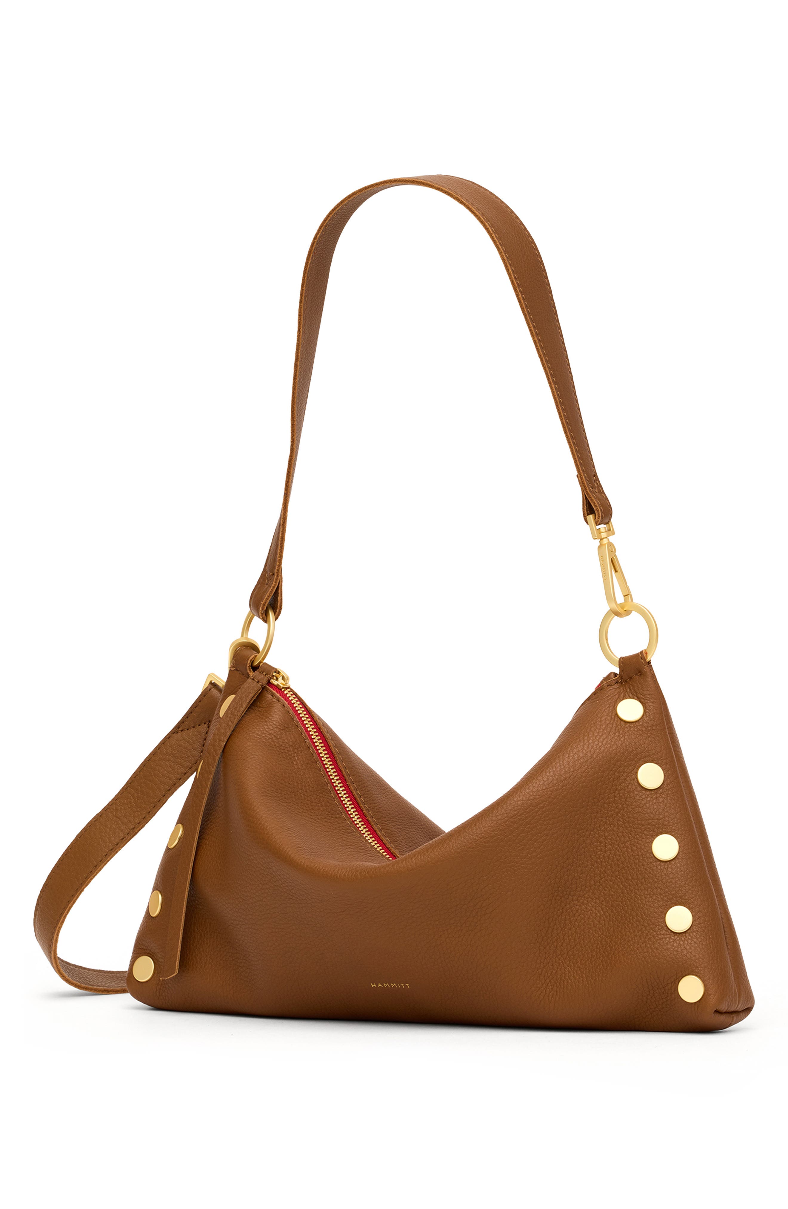HAMMITT Medium Kyle Leather Shoulder Bag, Alternate, color, Mahogany /Brushed Gold Red