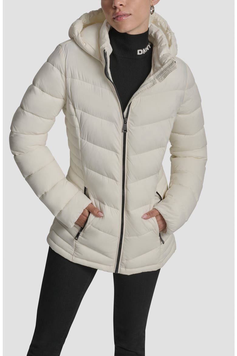 Cire Packable Hooded Puffer Jacket, Alternate, color, IVORY STRETCH