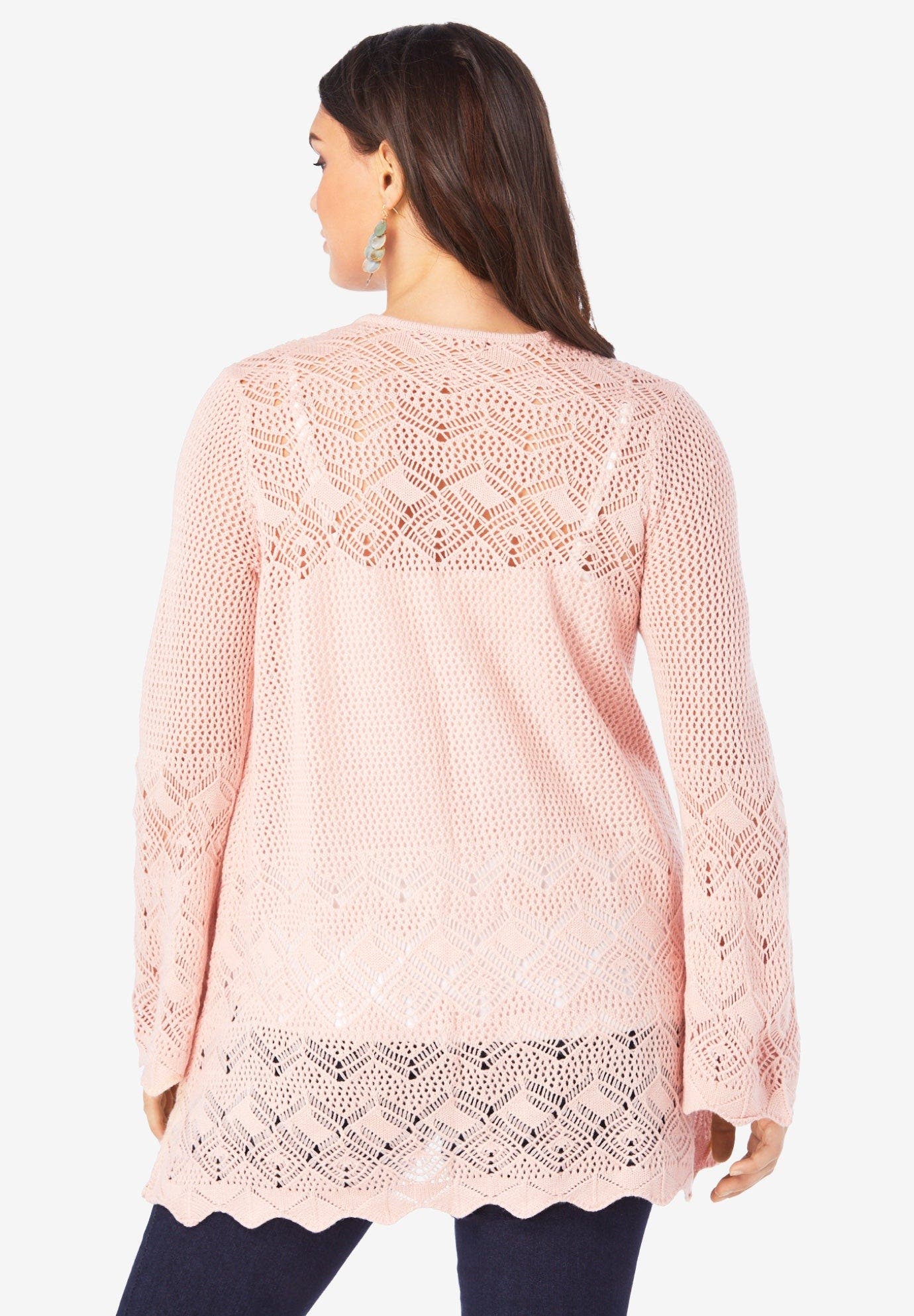 Bell Sleeve Pointelle Cardigan - image 2