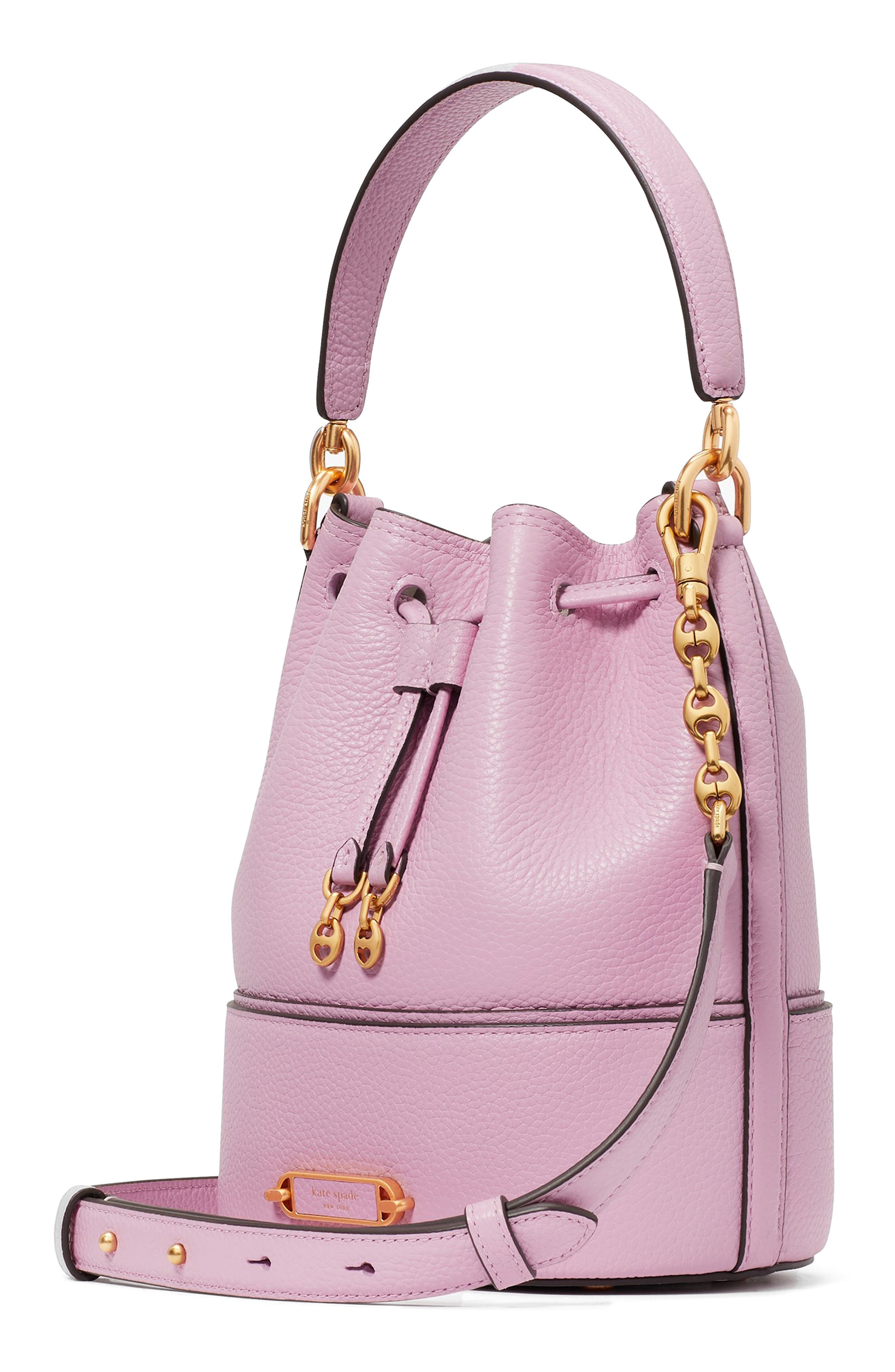 small gramercy pebble leather bucket bag, Alternate, color, BERRY CREAM