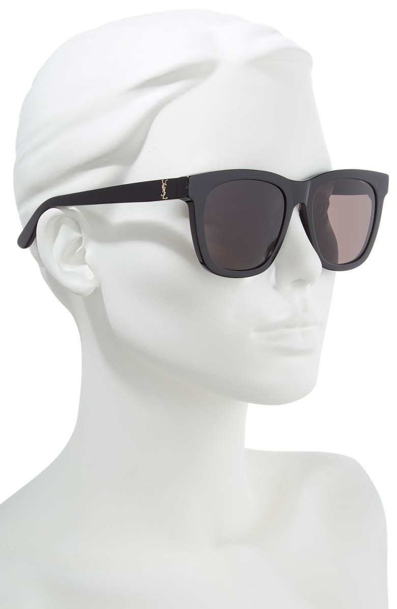 Saint Laurent 55mm Sunglasses, Alternate, color, Black/ Gold