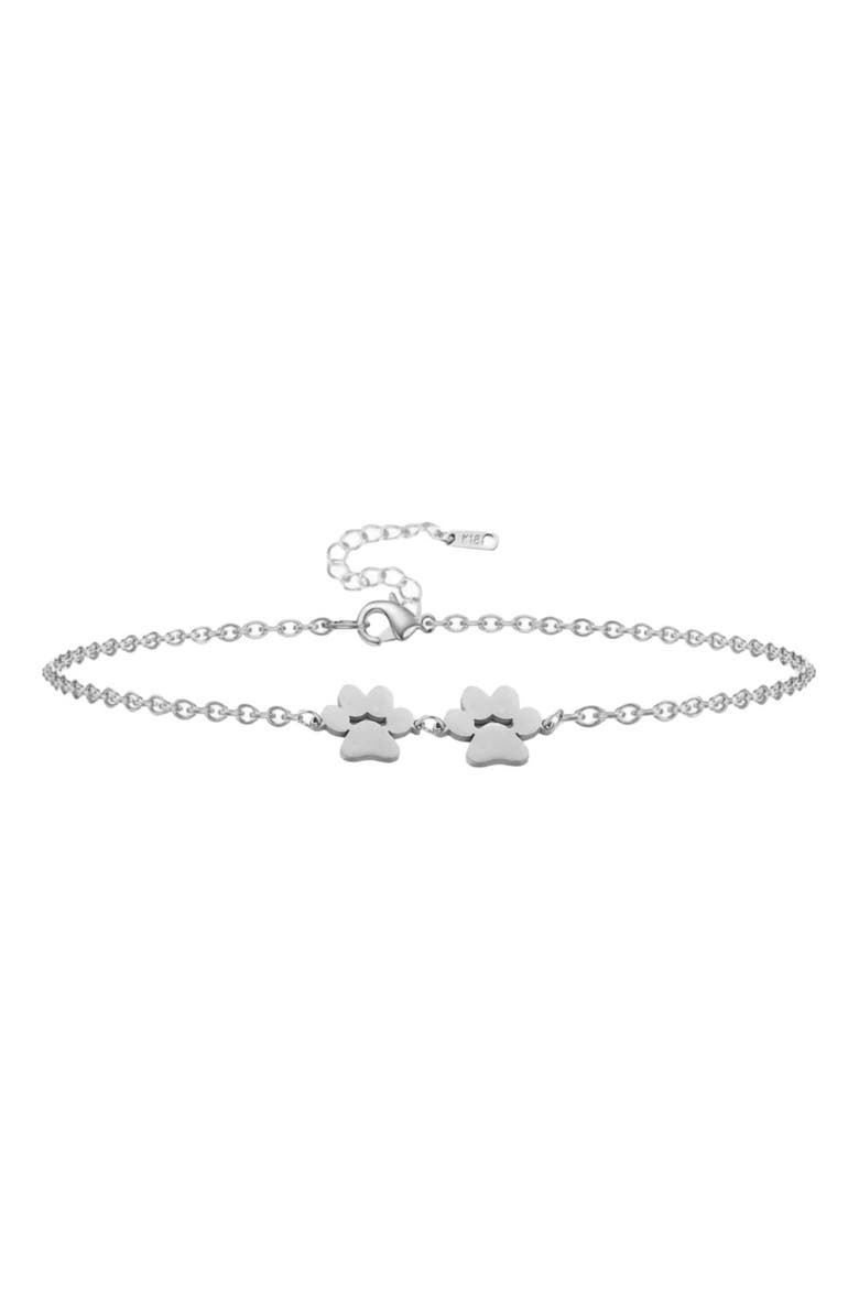 Fureverly Double Paw Print Bracelet, Main, color, Silver