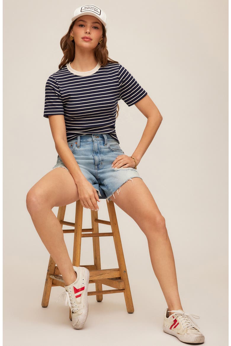 Mandy Stripe T-Shirt, Alternate, color, NAVY W/ CREAM