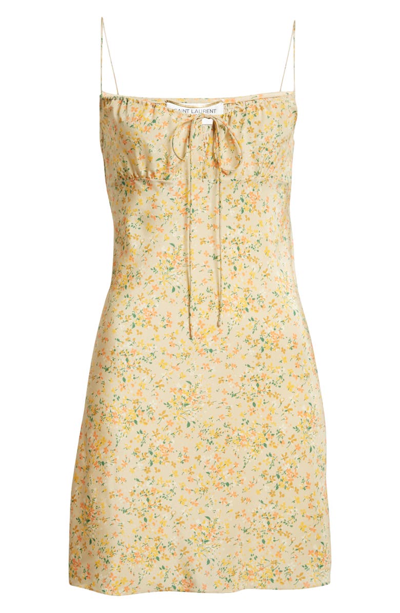 Saint Laurent Liberty Floral Print Silk Crêpe de Chine Minidress, Alternate, color,