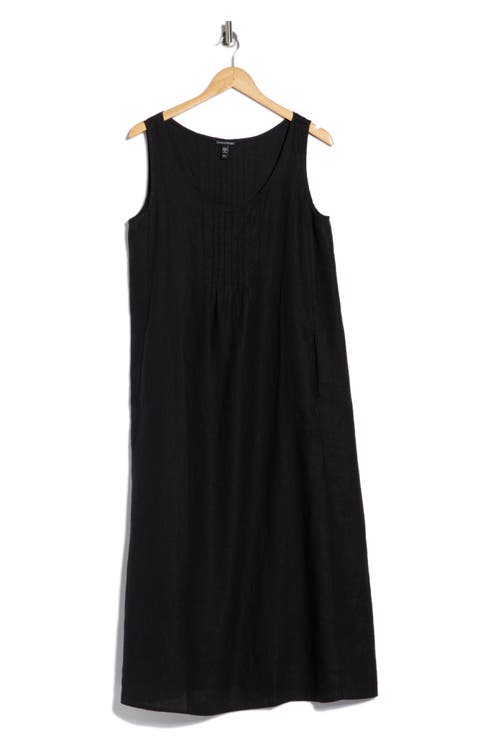 Pintuck Sleeveless Organic Linen Dress