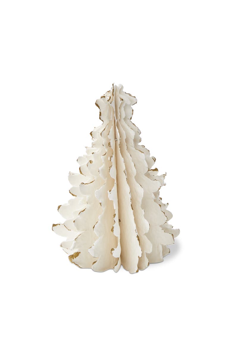 tag Shimmer Paper Tree Decor Small Holiday Sculpture White Multi, Main, color, White