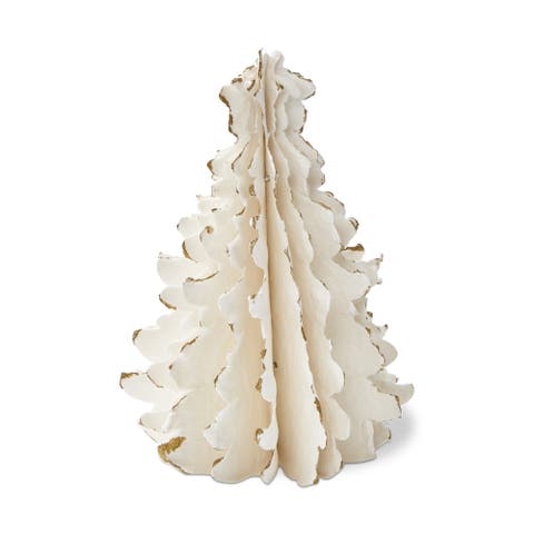 Shimmer Paper Tree Decor Small Holiday Sculpture White Multi
