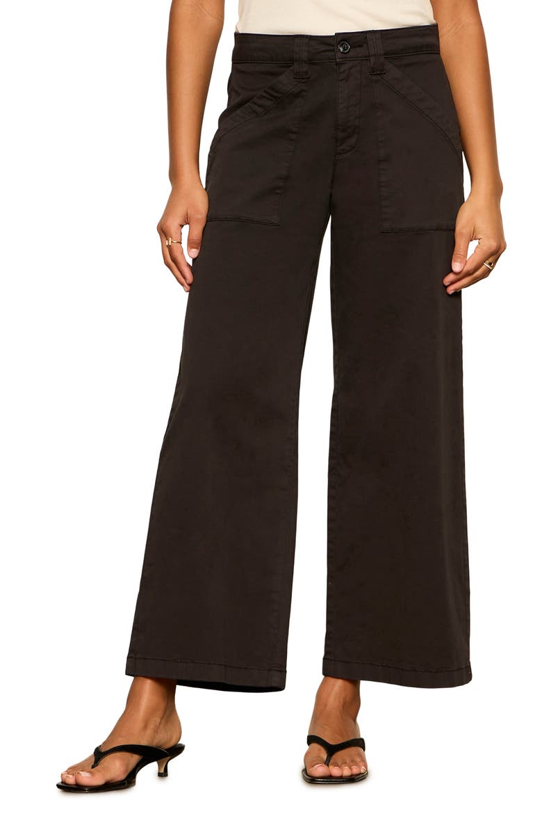Idol Stretch Twill Wide Leg Ankle Pants, Main, color, BLACK