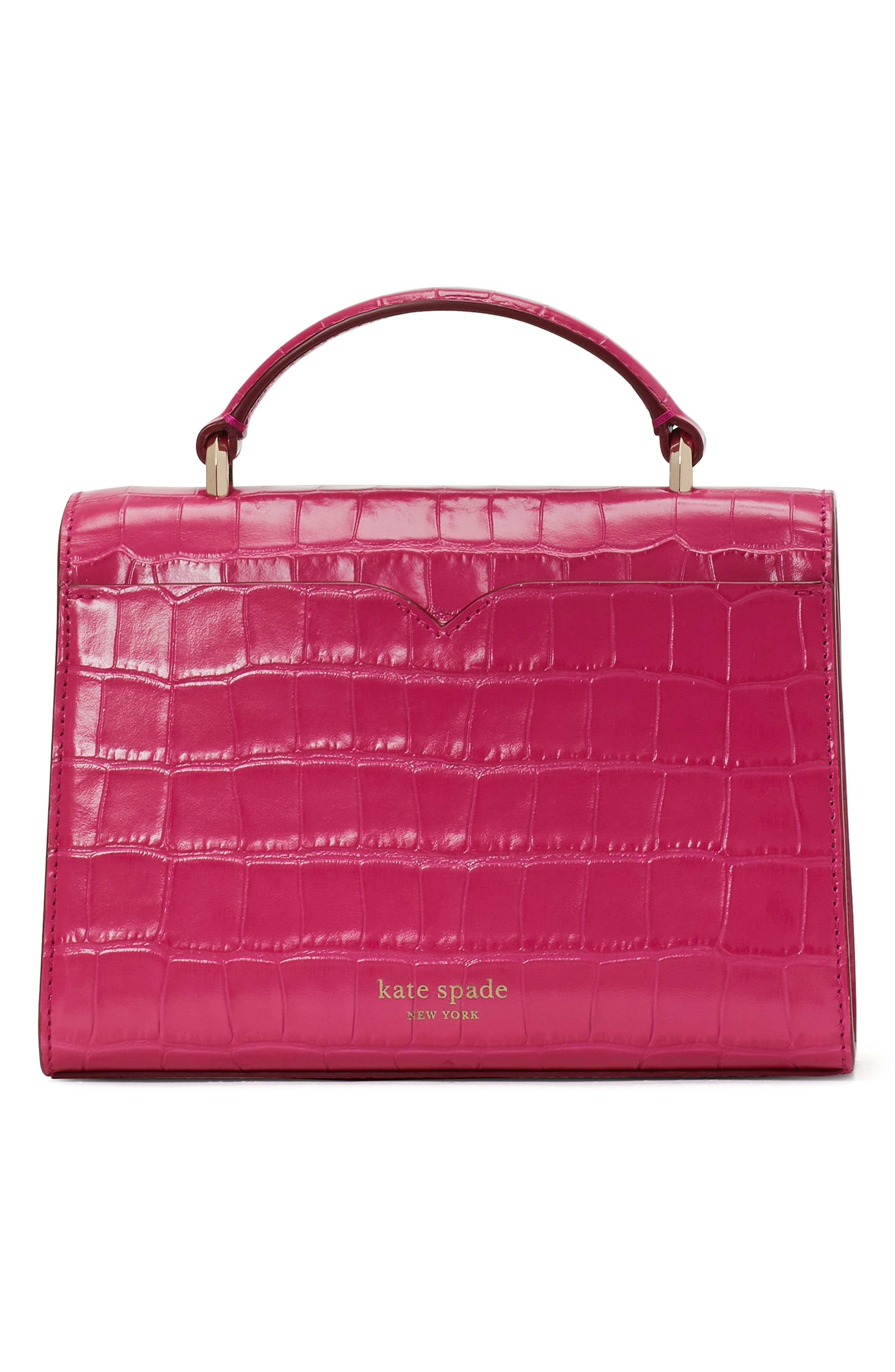 Kate Spade New York lovitt croc embossed small top handle bag, Alternate, color, 