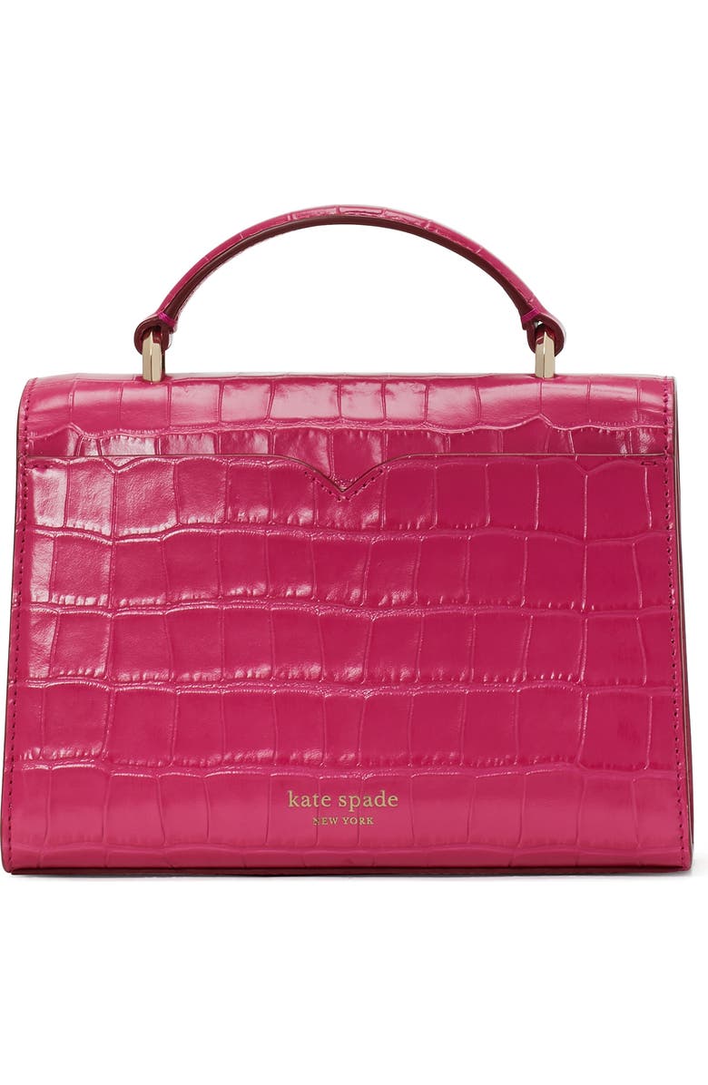 Kate Spade New York lovitt croc embossed small top handle bag, Alternate, color,