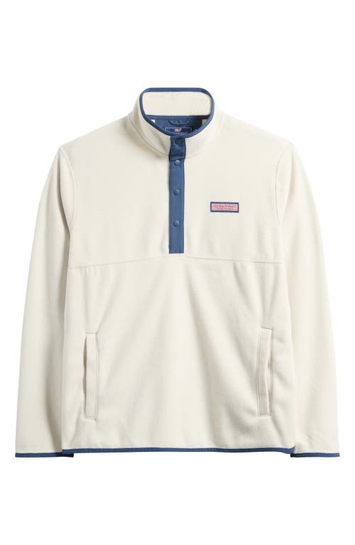 Vineyard Vines Harbor Fleece Snap Placket Pullover In White