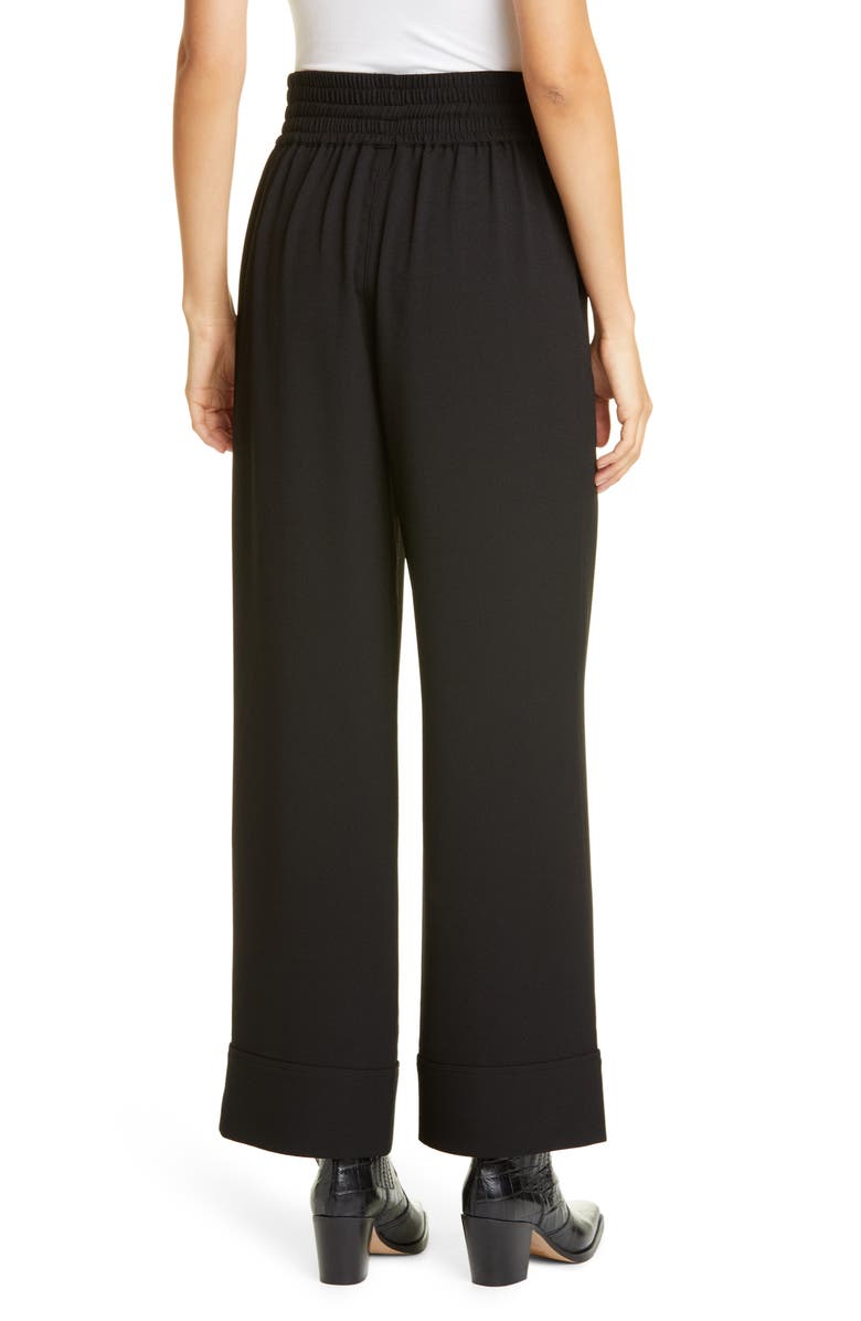 Ganni Wide Leg Heavy Crepe Trousers, Alternate, color,