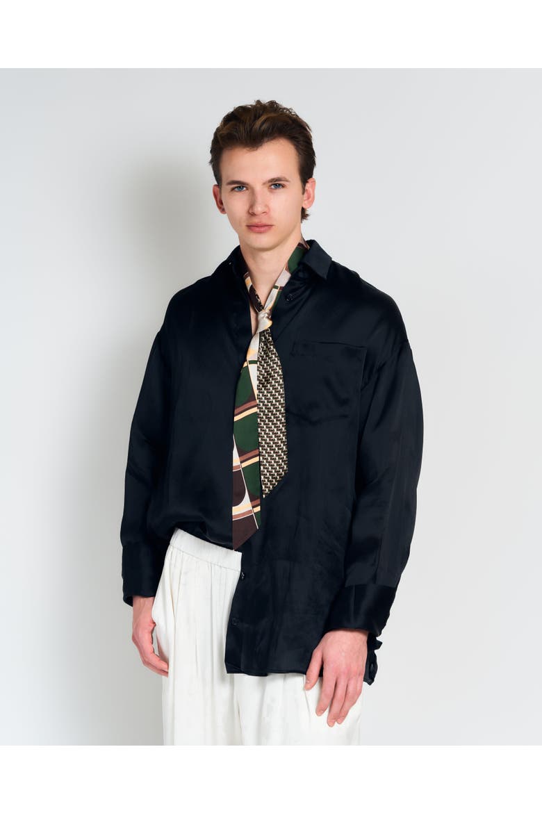 MODULAR SILK SKINNY SCARF, Alternate, color, Green
