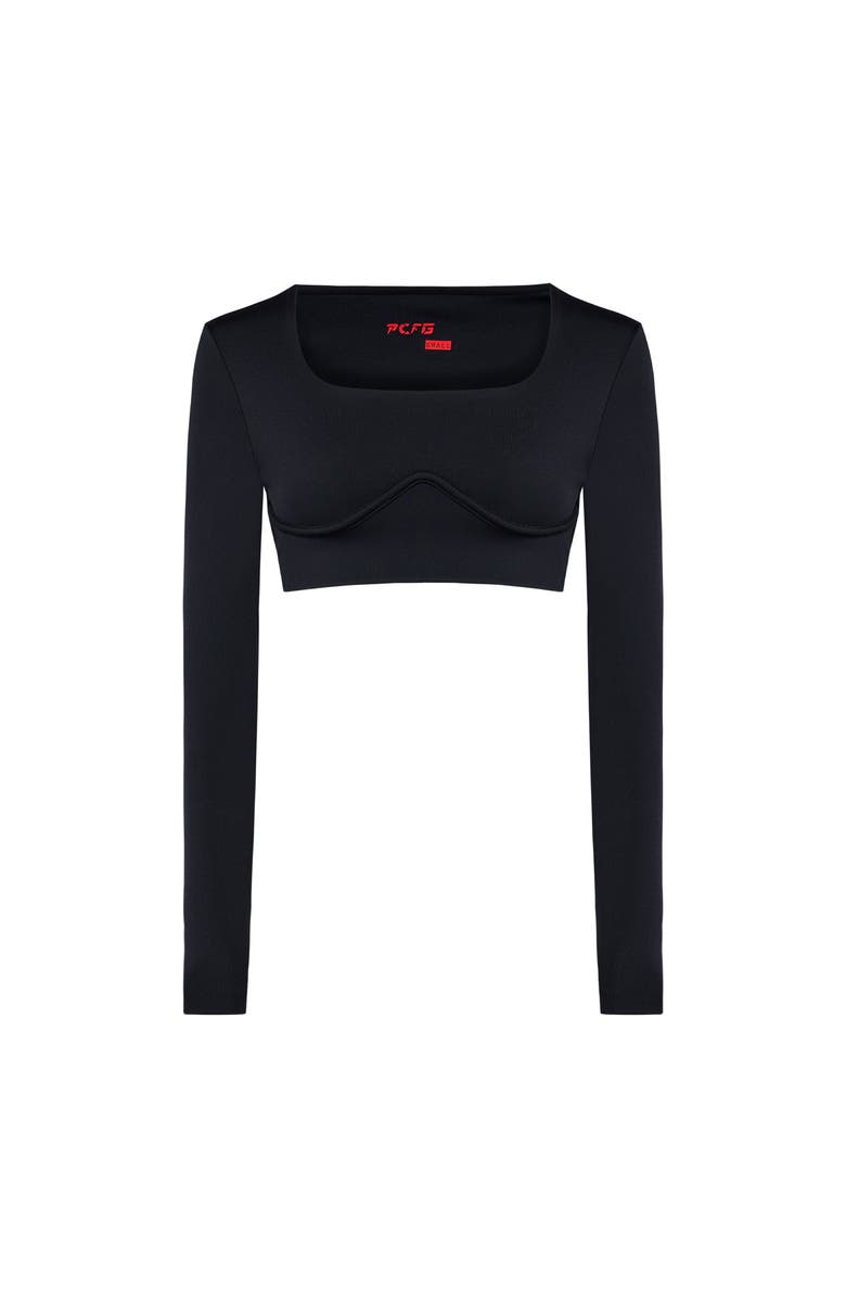 PCFG Free Heaven Long Sleeve Crop Top, Main, color, Black