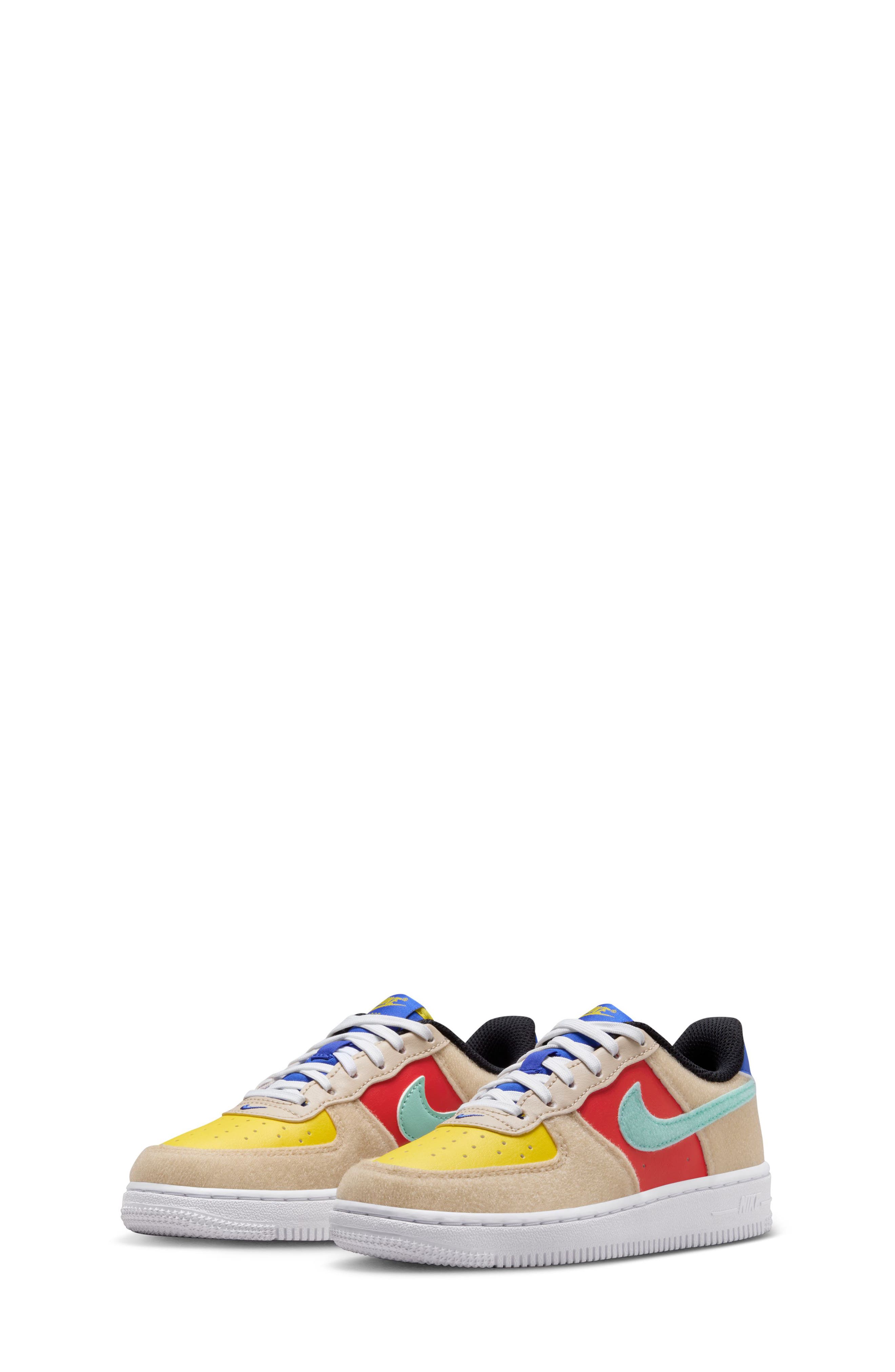 Kids' Air Force 1 LV8 Sneaker, Main, color, SAND DRIFT/ EMERALD/ RED