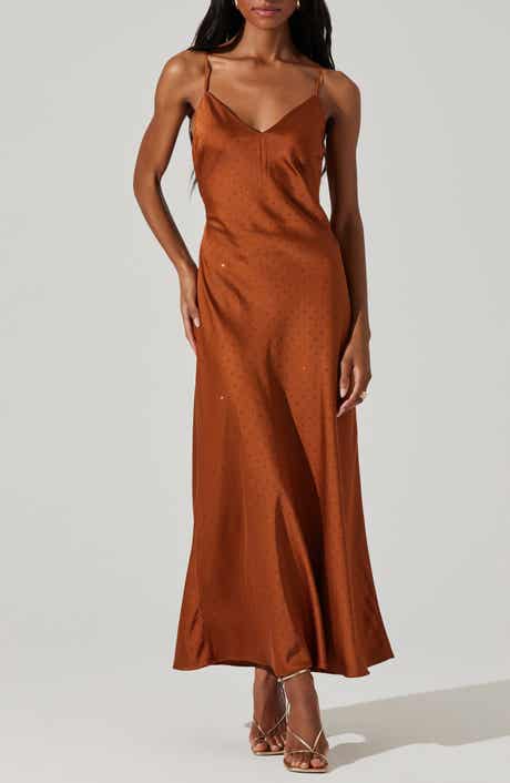 ASTR the Label Bonney Rhinestone Embelished Satin Maxi Dress