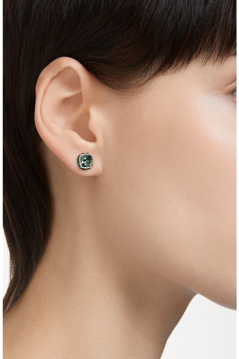Square Cut Birthstone Crystal Stud Earrings, Alternate, color, GREEN/ MAY