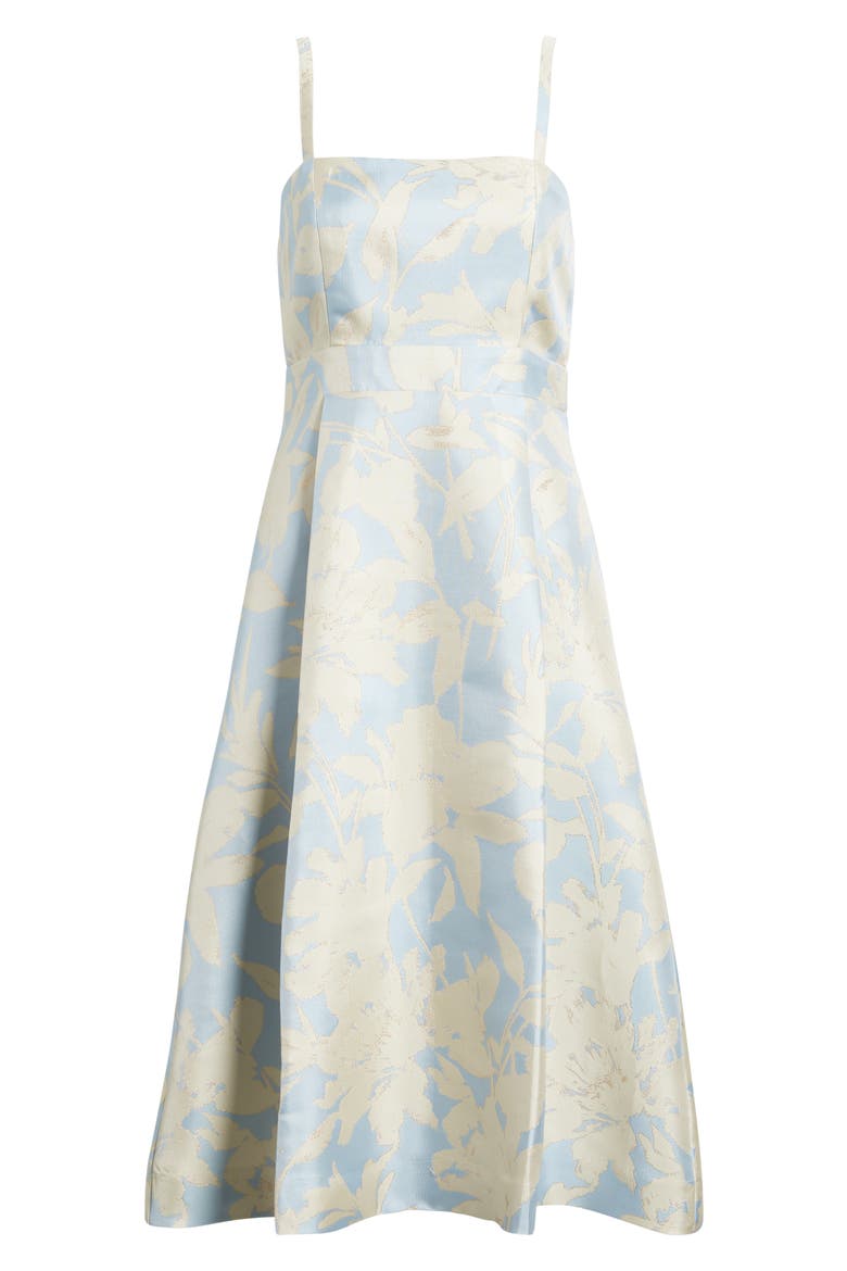 Metalllic Floral Dress, Alternate, color, AQUA DUSK