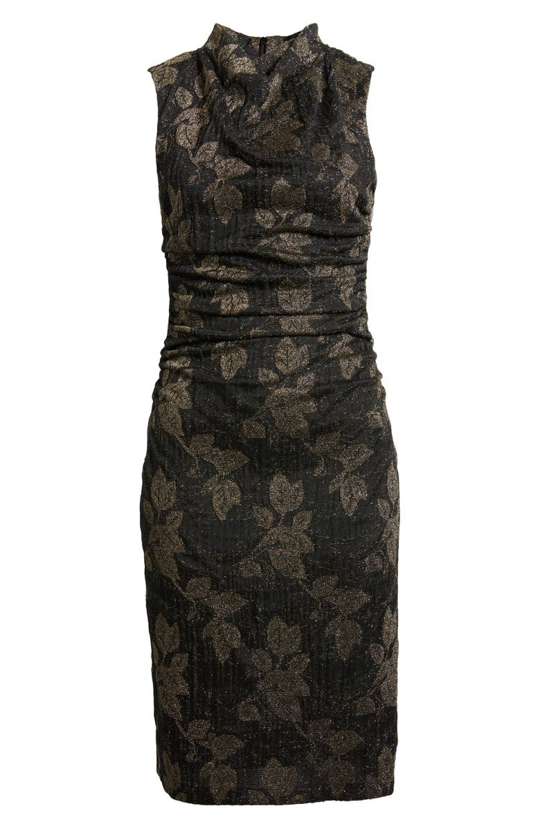 Vince Camuto Metallic Leaf Print Bodycon Dress, Alternate, color, 