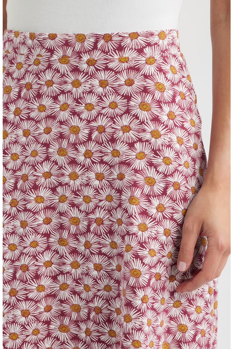 Floral Print Stretch Organic Cotton Skirt, Alternate, color, PAINTED ASTERS DARK FREESIA