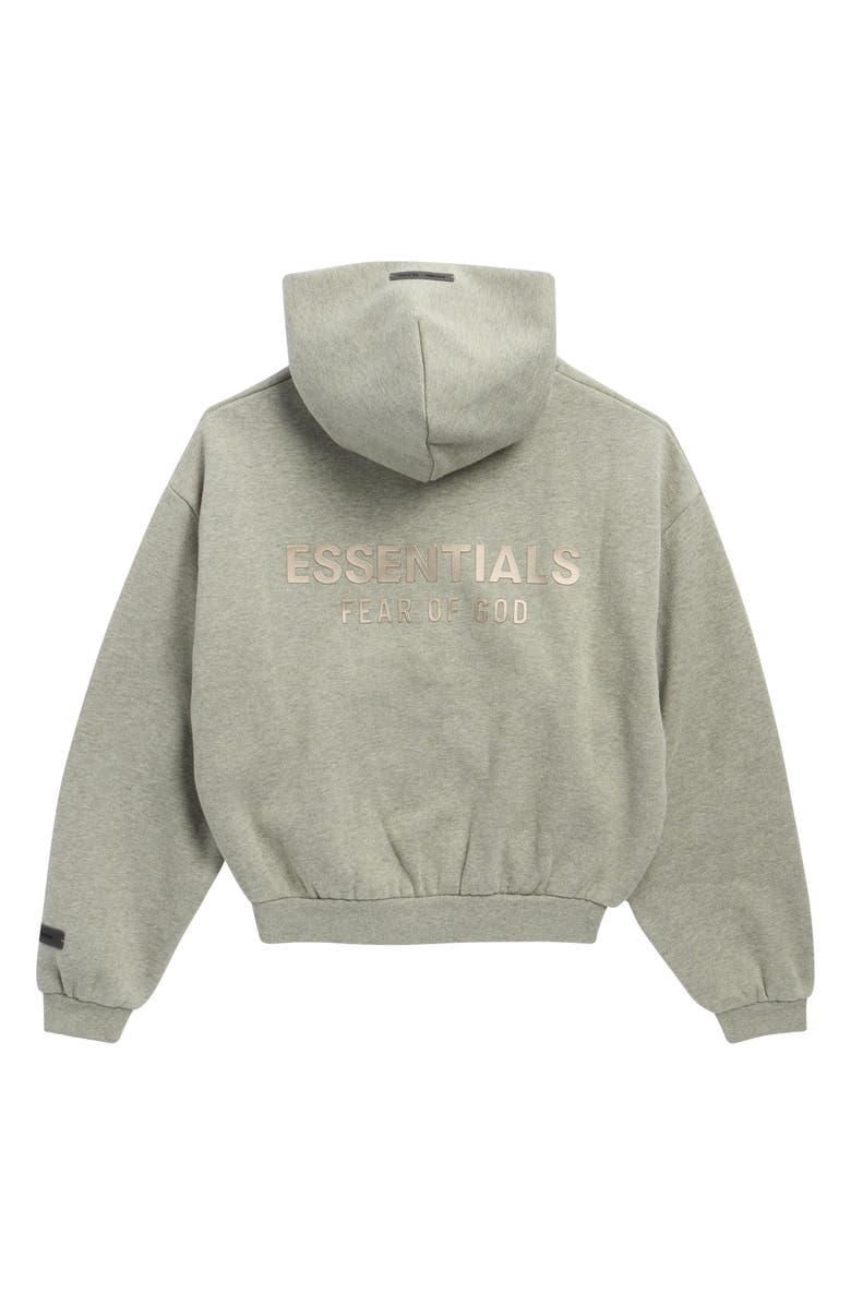 Fear of God Essentials Kids' Metallic Logo Full Zip Fleece Hoodie, Alternate, color, Concrete Heather