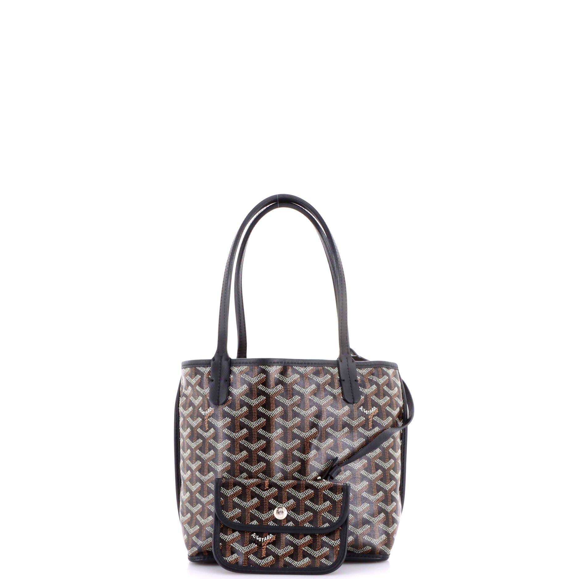 Pre-Owned Goyard Anjou Reversible Tote Coated Canvas Mini, Alternate, color, Black
