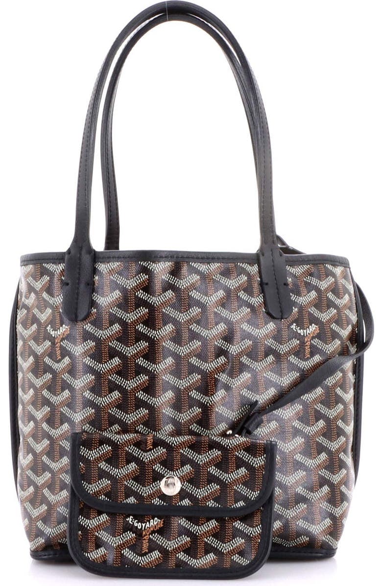 Pre-Owned Goyard Anjou Reversible Tote Coated Canvas Mini, Alternate, color, Black