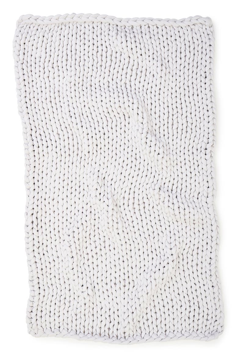 Organic Cotton Weighted Knit Blanket, Alternate, color, MOONSTONE GREY