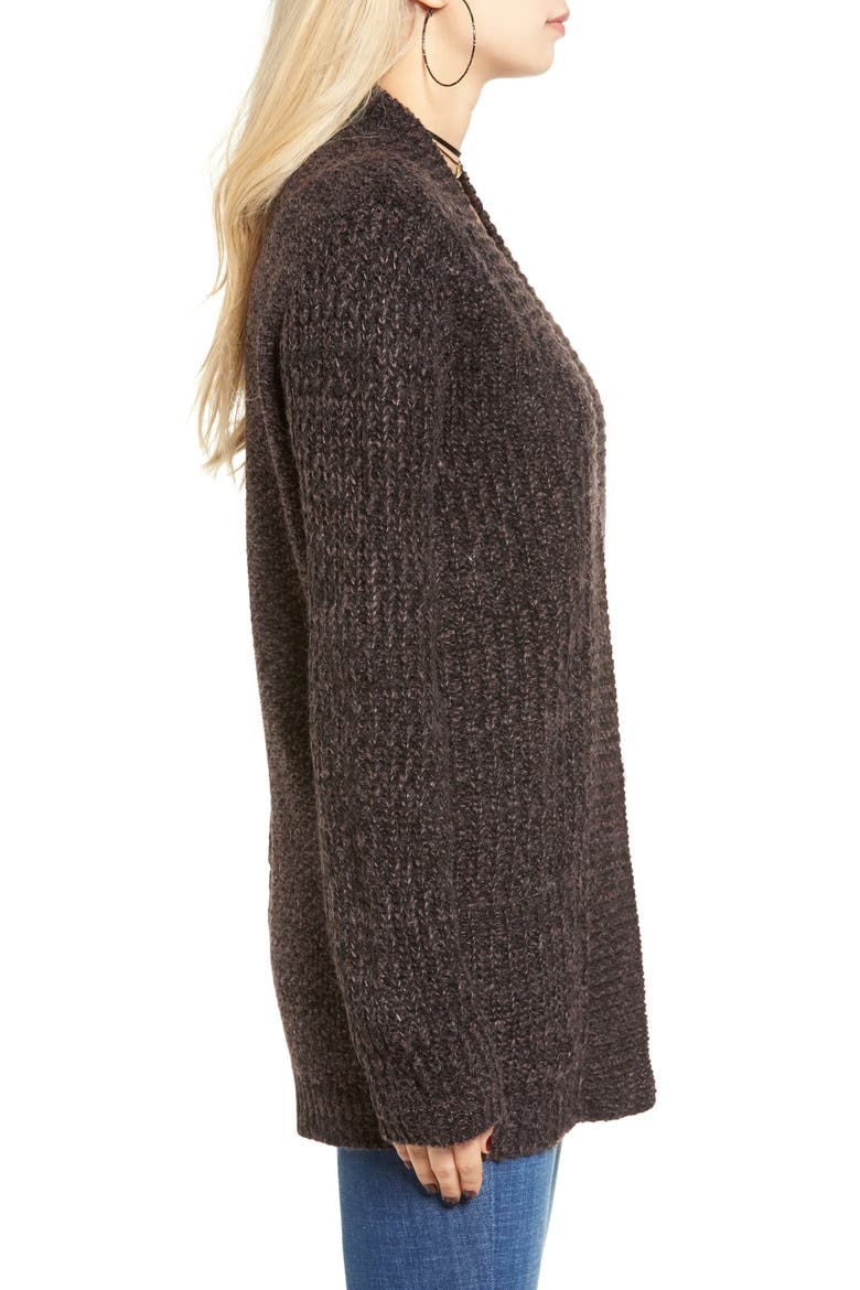 Marled Knit Open Cardigan, Alternate, color, BLACK COMBO