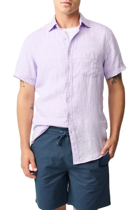 Palm Beach Sports Fit Short Sleeve Linen Button-Up Shirt