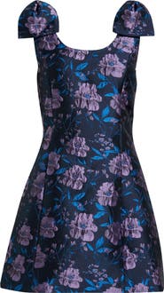 SUGARLIPS Nicole Floral Jacquard Bow Minidress