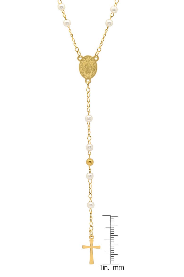 18k Gold Plated Imitation Pearl Rosary Necklace, Alternate, color, GOLD