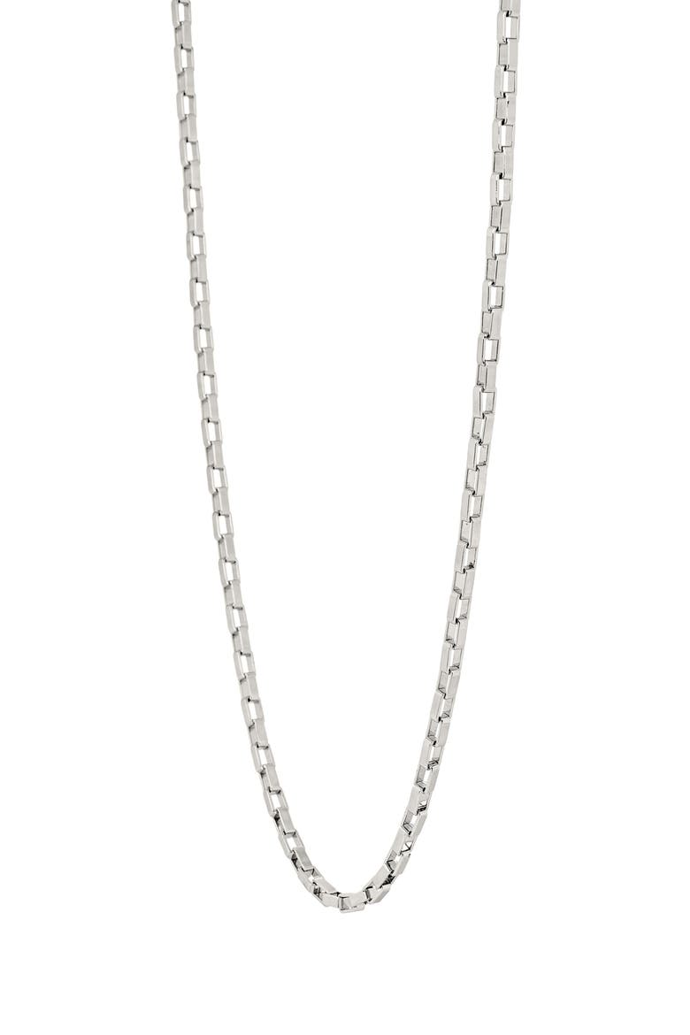 Men's Elongated Box Link Necklace & Bracelet Set, Alternate, color, SILVER