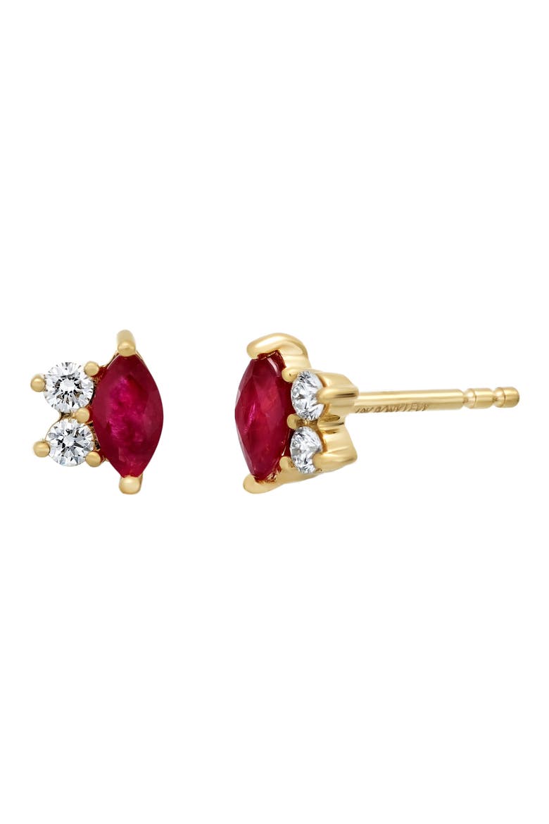 El Mar Diamond & Ruby Stud Earrings (Nordstrom Exclusive), Main, color, 18KY