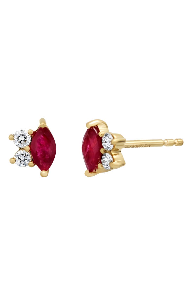 Bony Levy El Mar Diamond & Ruby Stud Earrings, Main, color, 18Ky