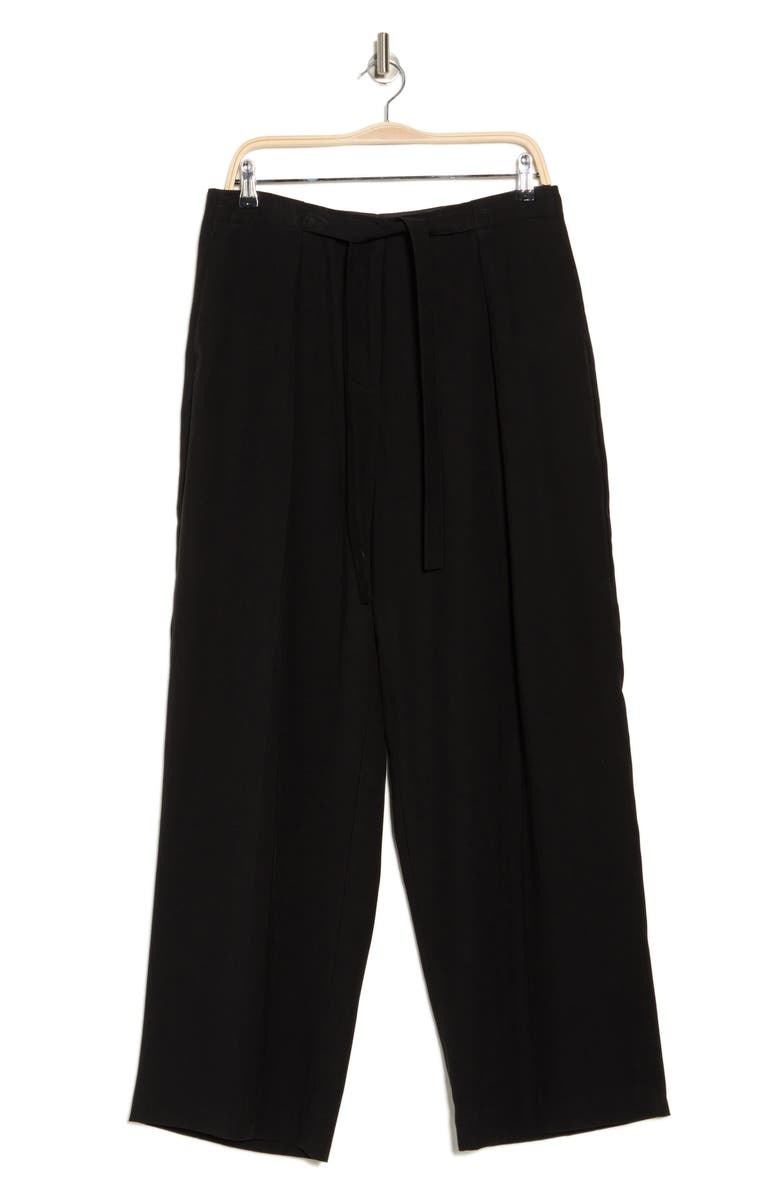 DKNY Tie Front Twill Pants, Main, color, Black