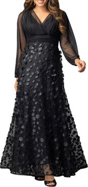 Kiyonna Blossoming Beauty Mesh Evening Gown