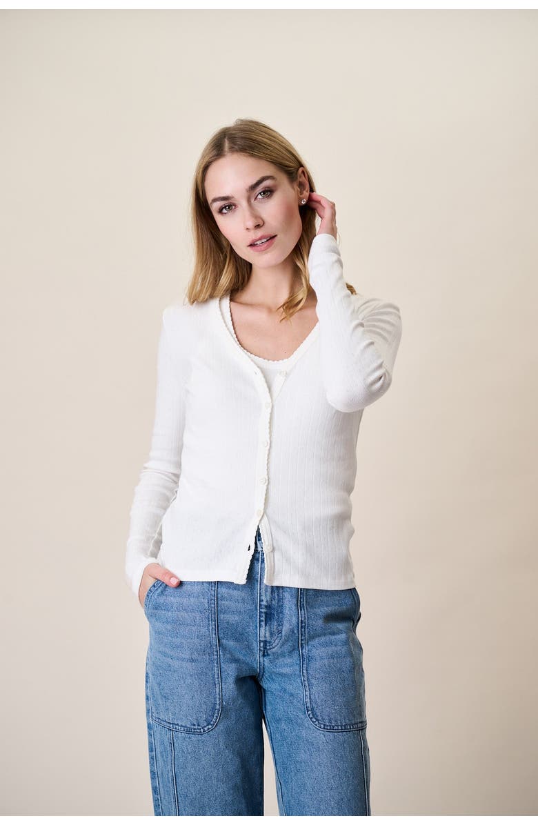 Marea Pointelle Cardigan, Main, color, White