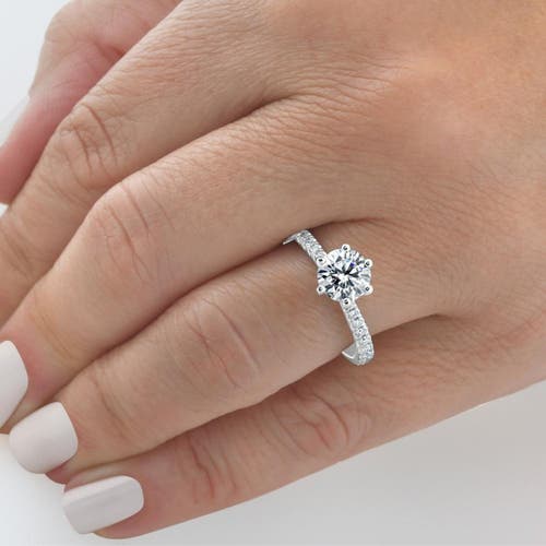 Bliss Diamond 2ct Round Cut Moissanite & Diamond Ring In Silver