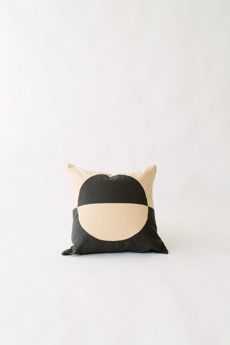 Blue Moon Pillow, Alternate, color, Black + White
